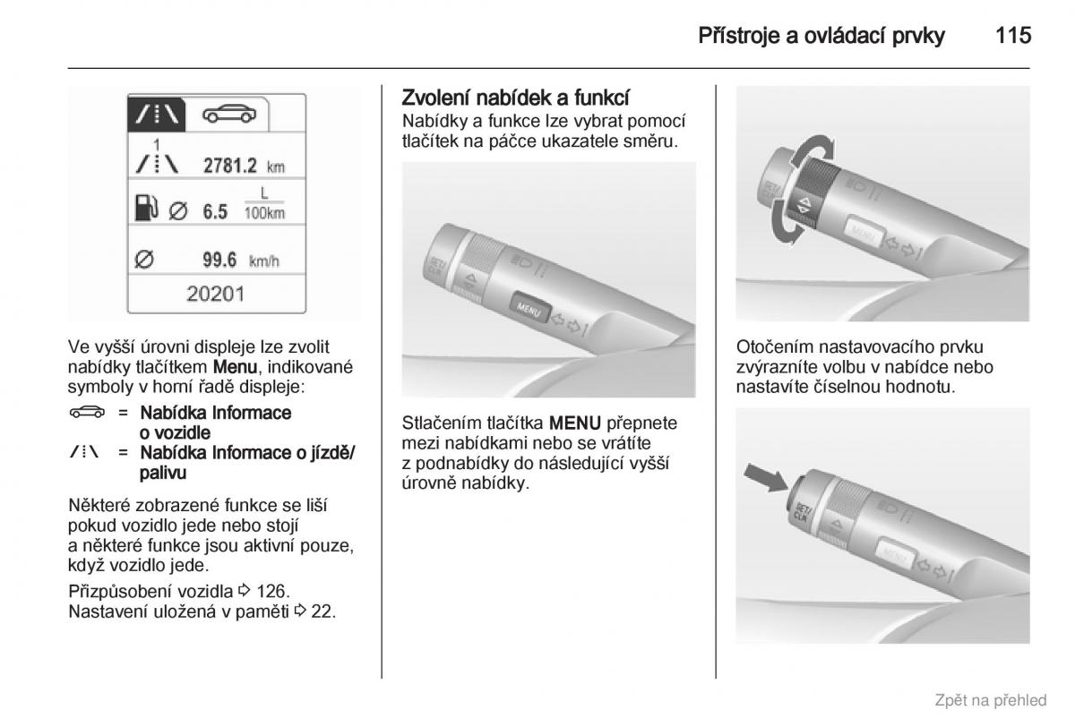 Opel Zafira B navod k obsludze / page 116