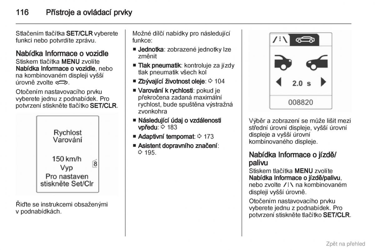 Opel Zafira B navod k obsludze / page 117