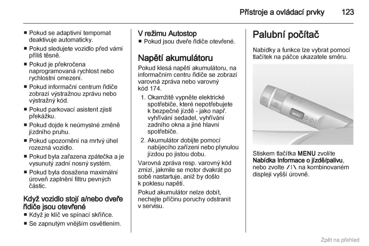 Opel Zafira B navod k obsludze / page 124