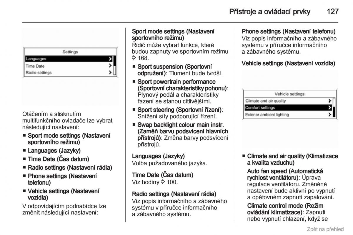 Opel Zafira B navod k obsludze / page 128