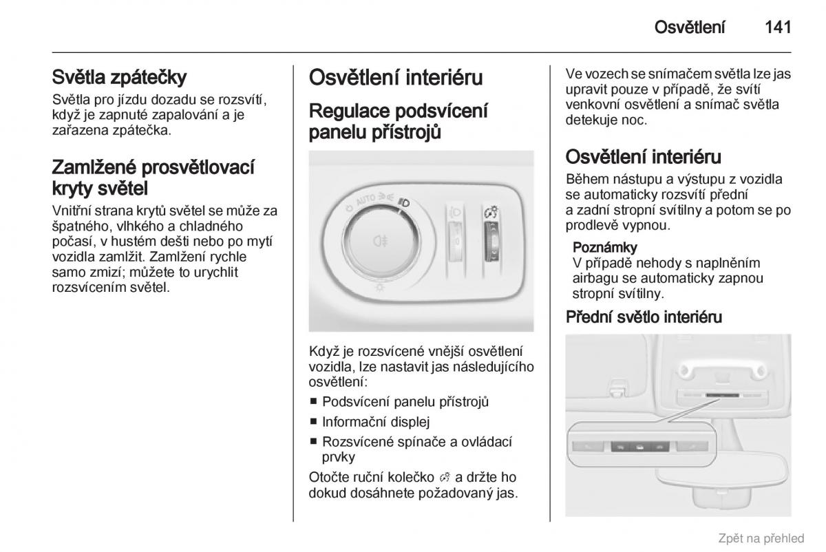 Opel Zafira B navod k obsludze / page 142