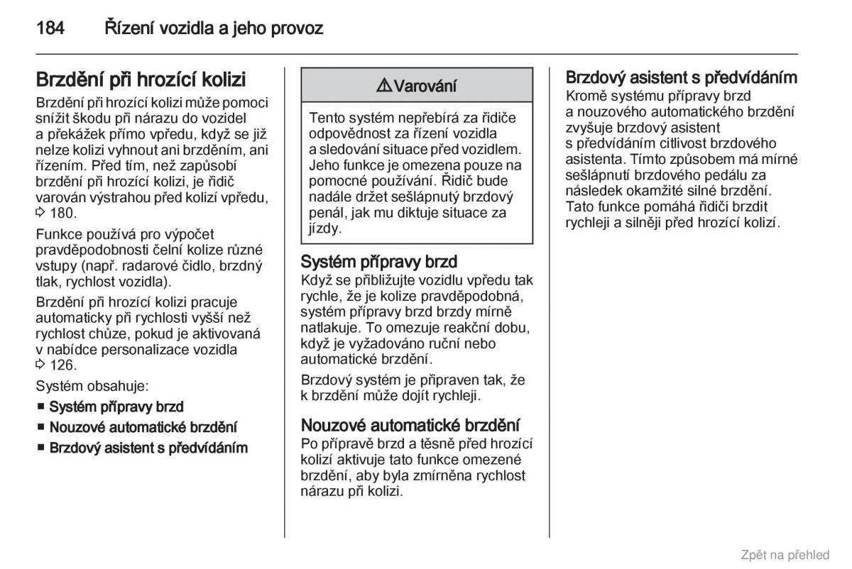 Opel Zafira B navod k obsludze / page 185