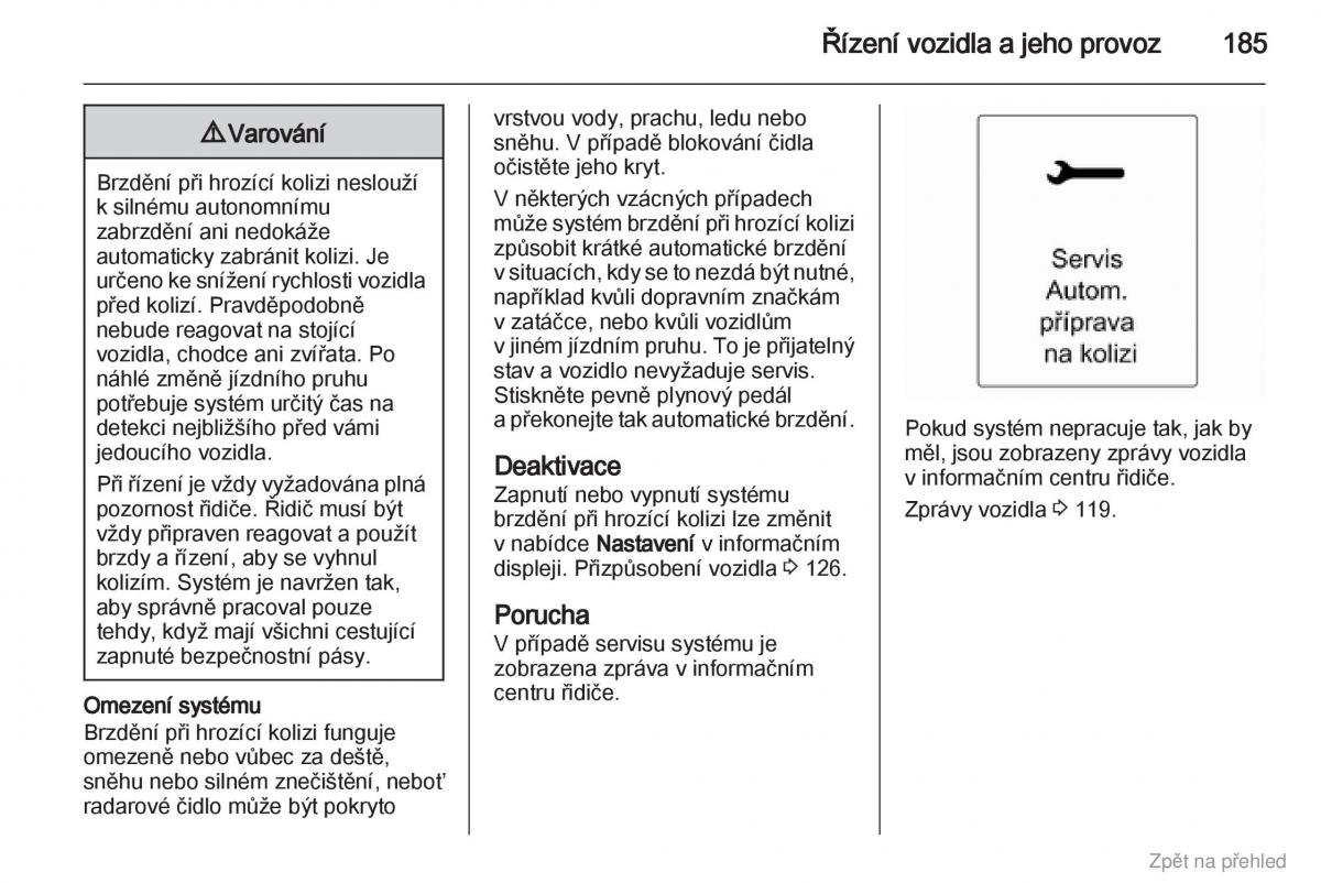 Opel Zafira B navod k obsludze / page 186