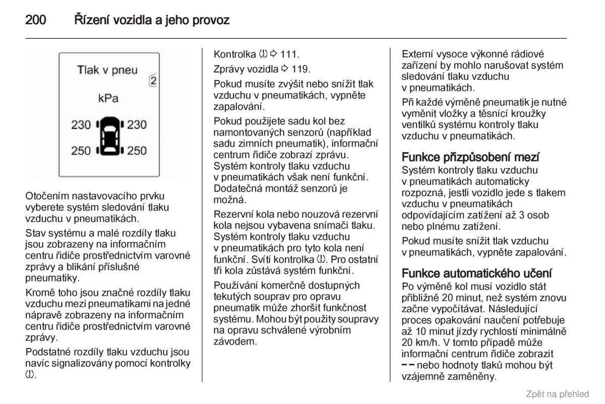 Opel Zafira B navod k obsludze / page 201