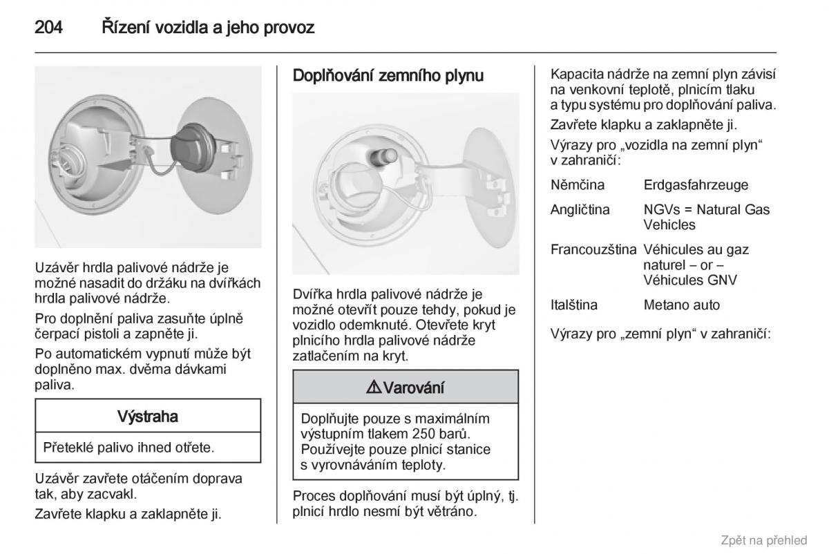 Opel Zafira B navod k obsludze / page 205