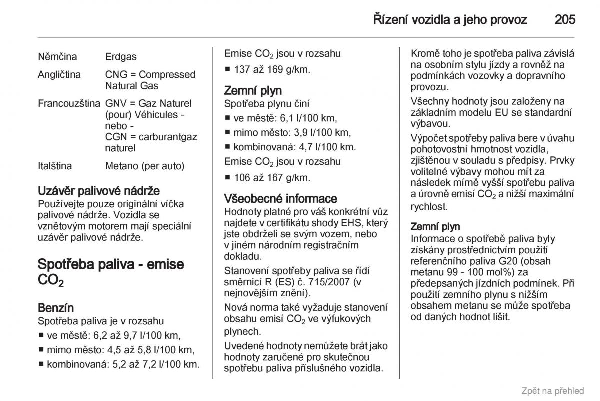 Opel Zafira B navod k obsludze / page 206