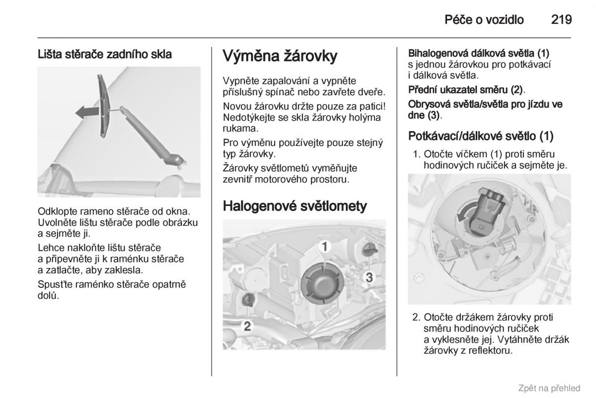 Opel Zafira B navod k obsludze / page 220