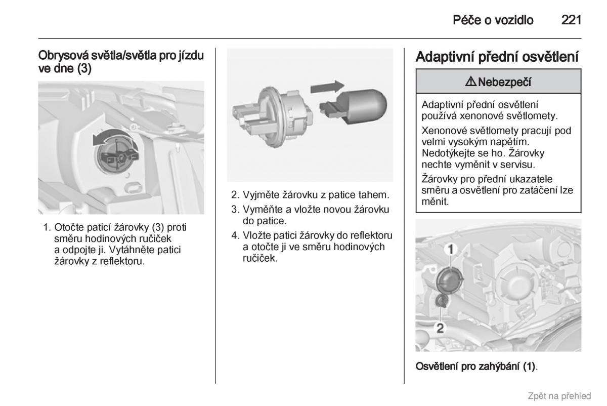 Opel Zafira B navod k obsludze / page 222