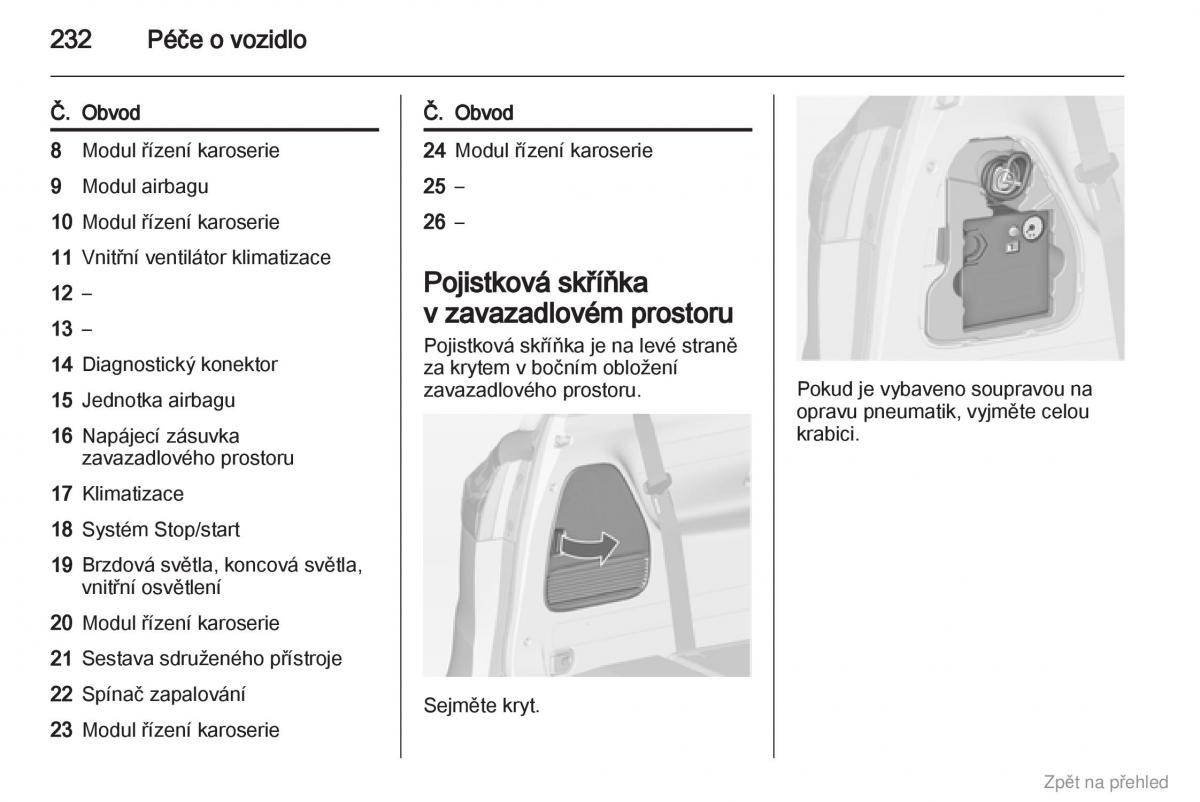 Opel Zafira B navod k obsludze / page 233