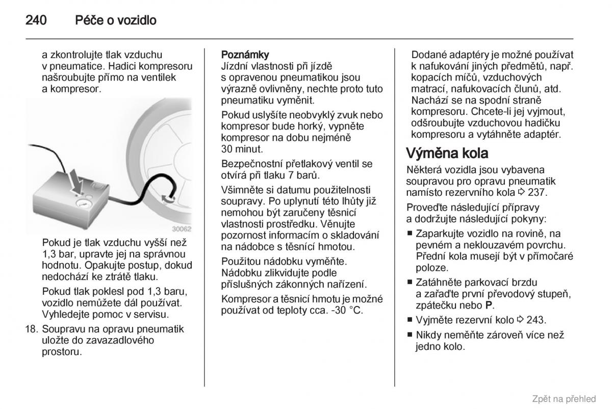 Opel Zafira B navod k obsludze / page 241