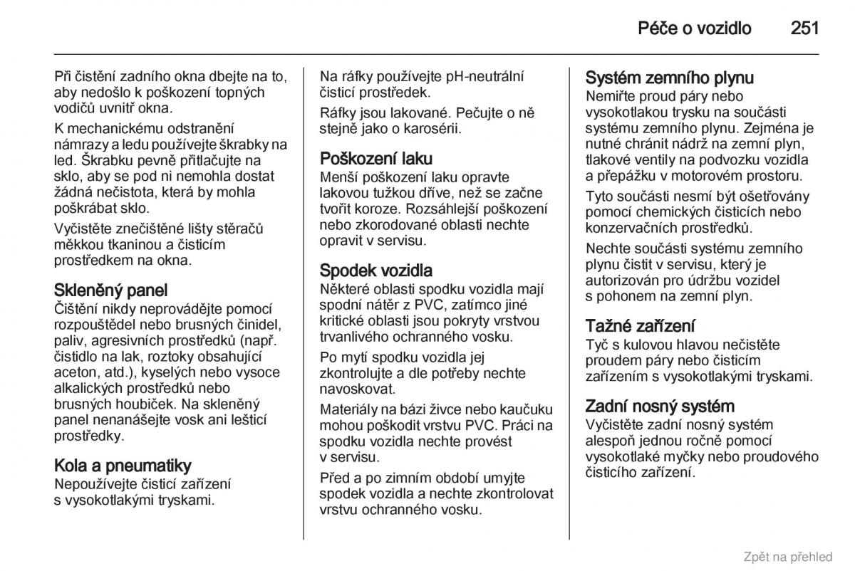 Opel Zafira B navod k obsludze / page 252