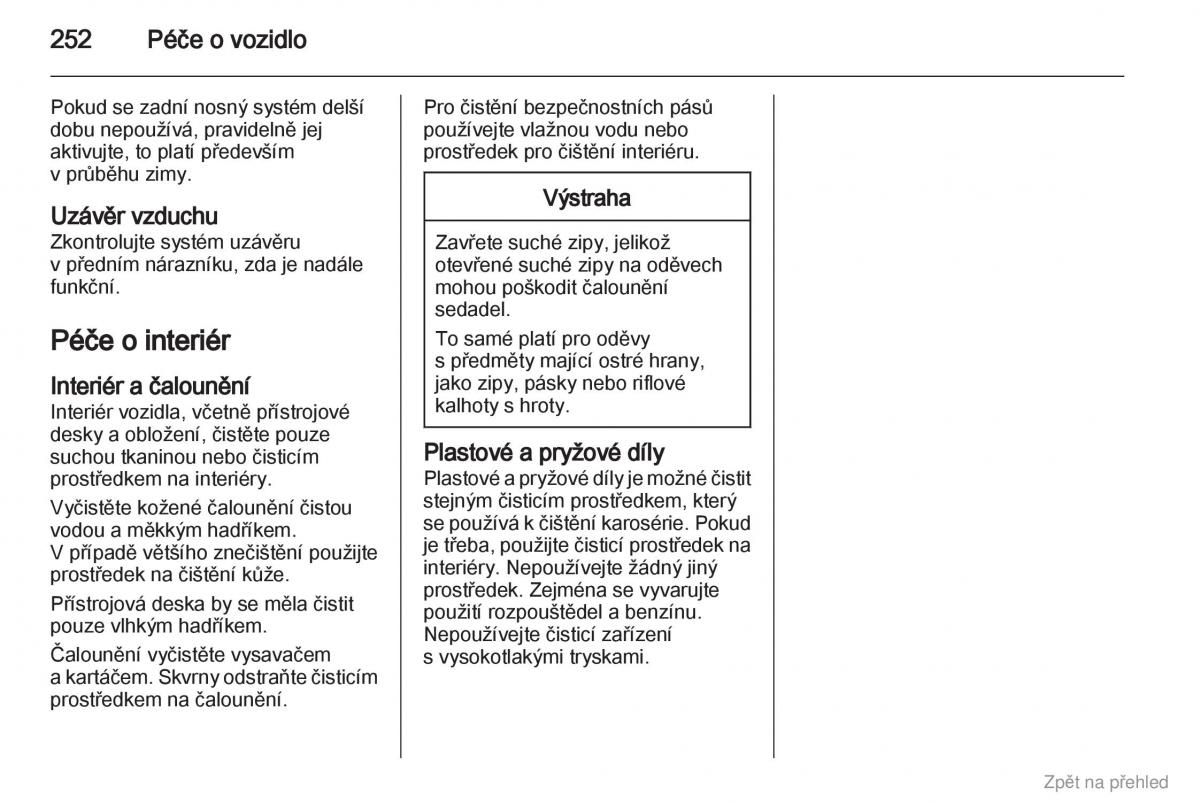 Opel Zafira B navod k obsludze / page 253