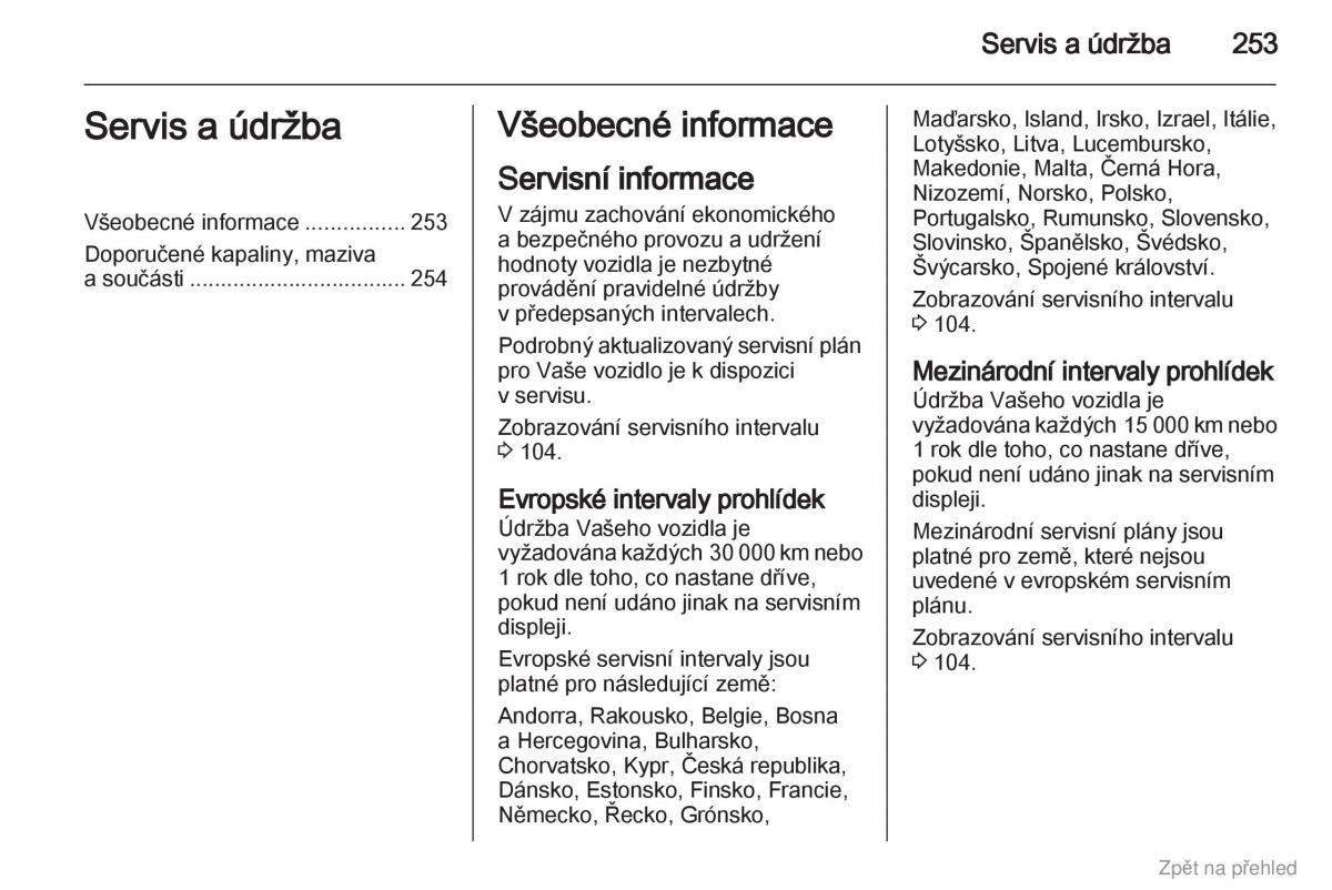 Opel Zafira B navod k obsludze / page 254