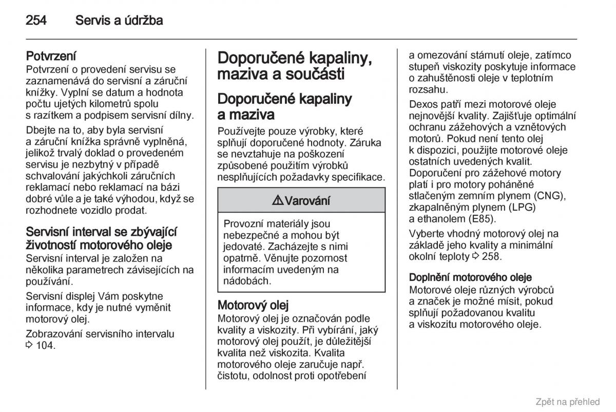 Opel Zafira B navod k obsludze / page 255