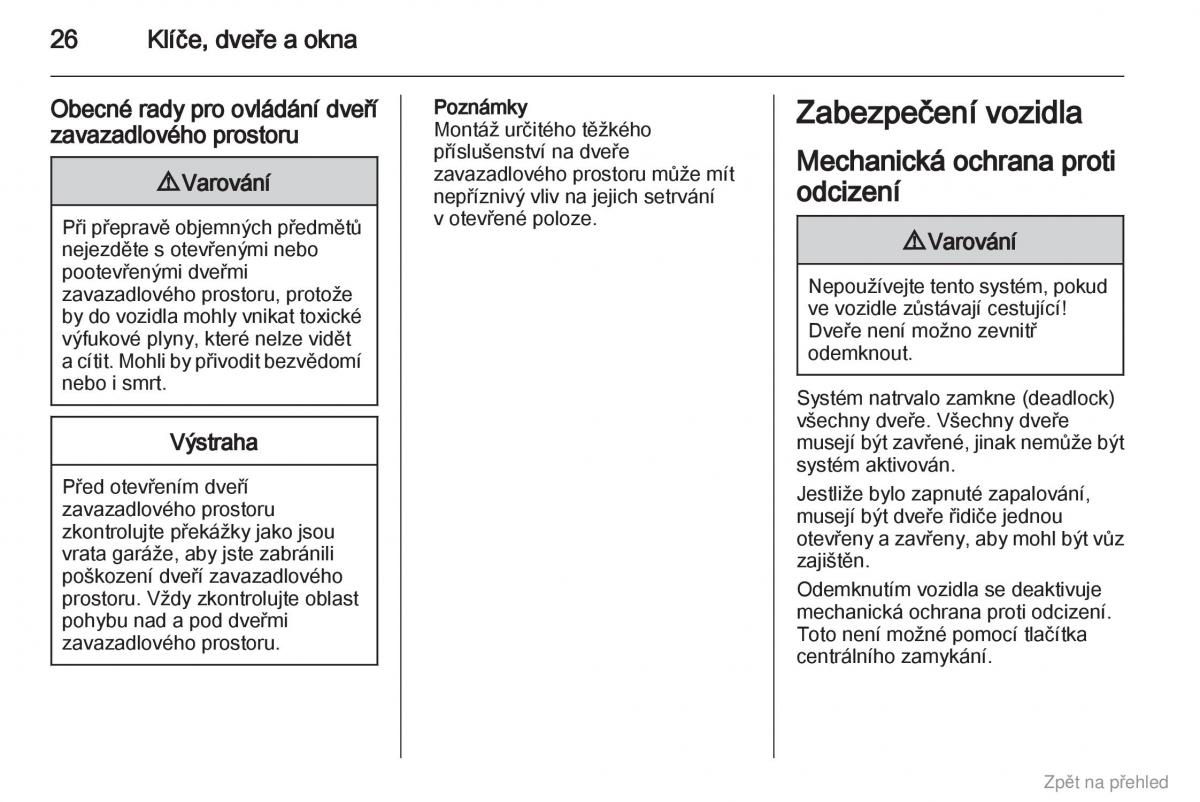 Opel Zafira B navod k obsludze / page 27