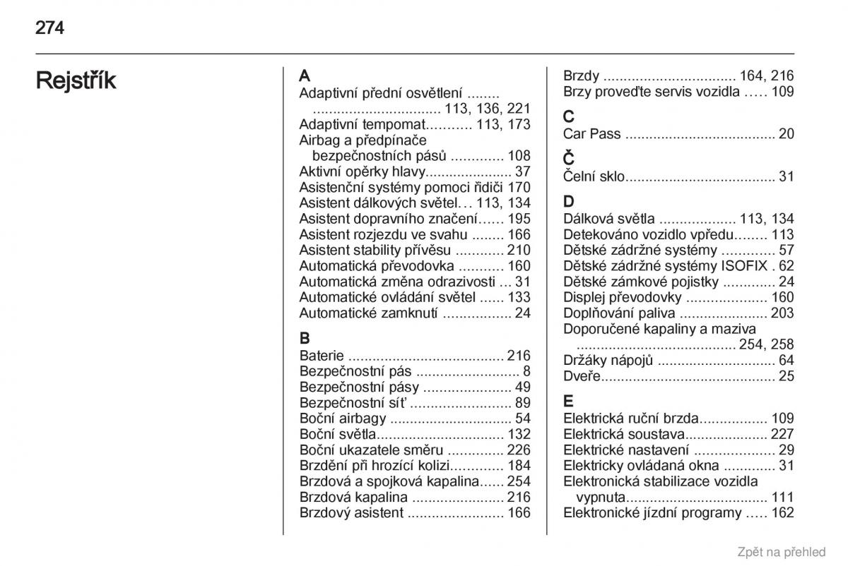 Opel Zafira B navod k obsludze / page 275