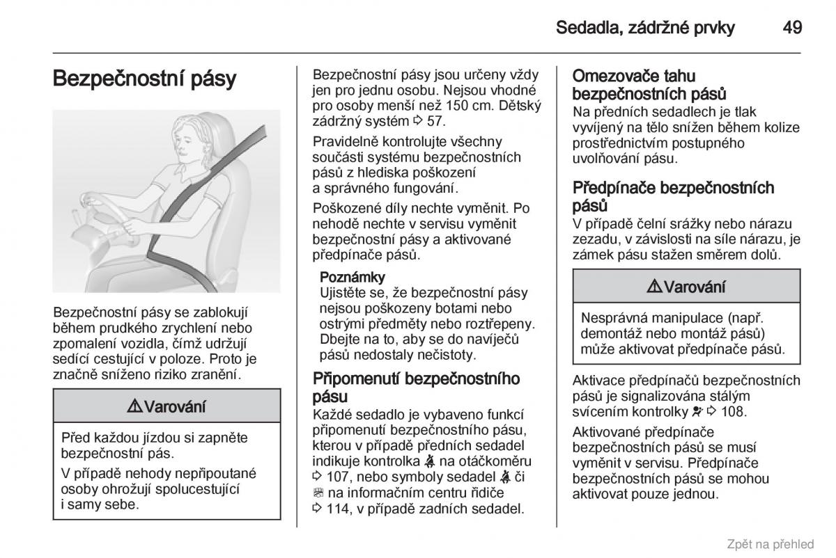 Opel Zafira B navod k obsludze / page 50