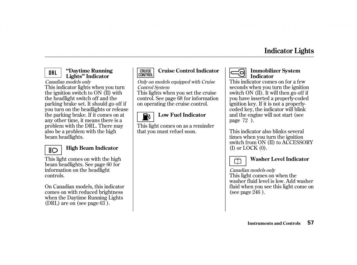 Honda Accord VI owners manual / page 56