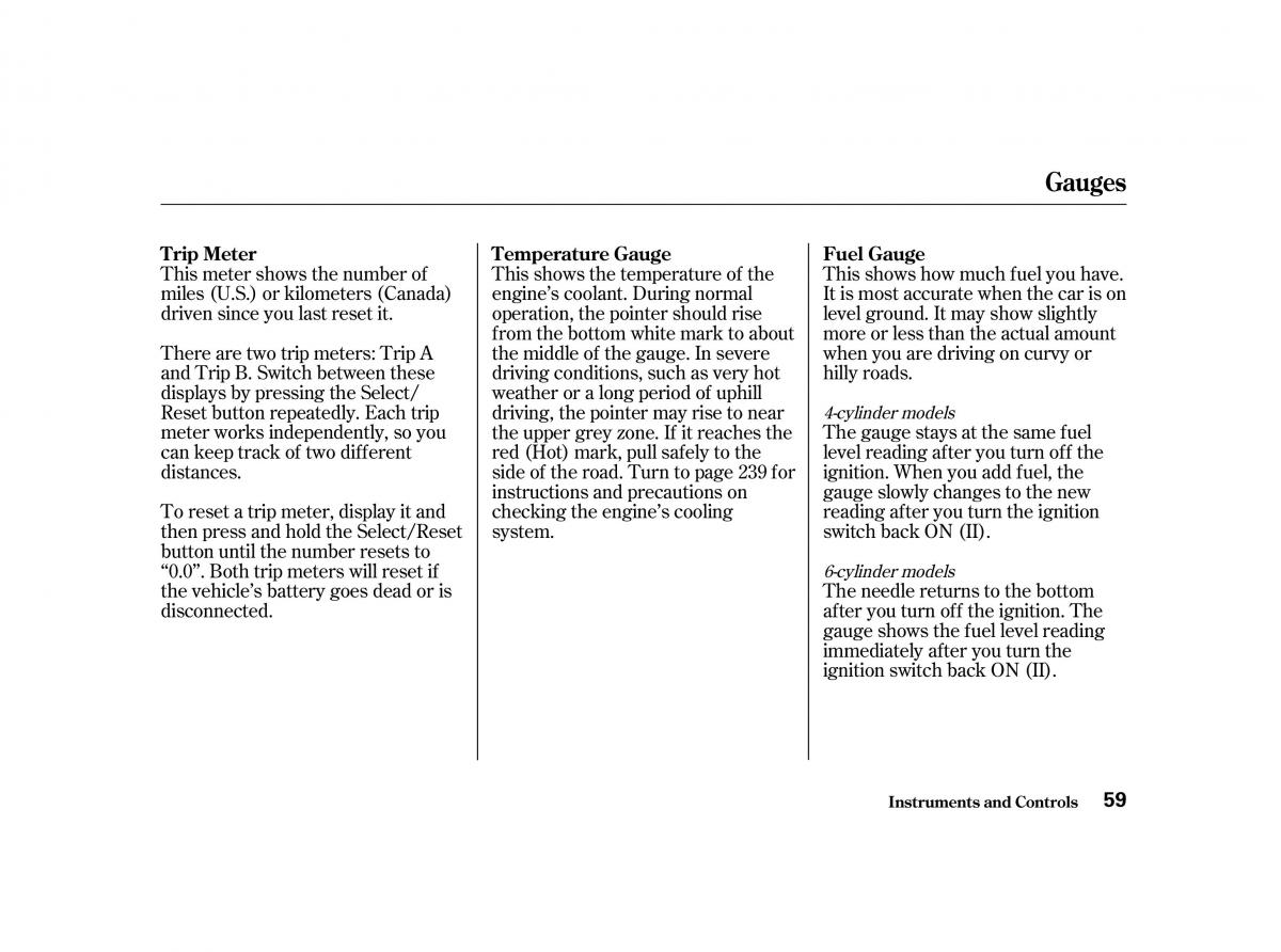 Honda Accord VI owners manual / page 58