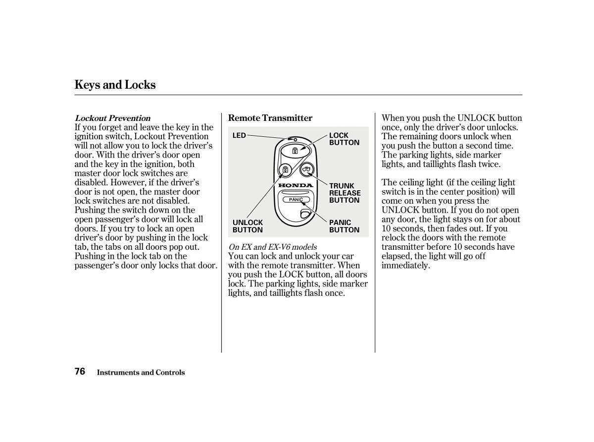 Honda Accord VI owners manual / page 75