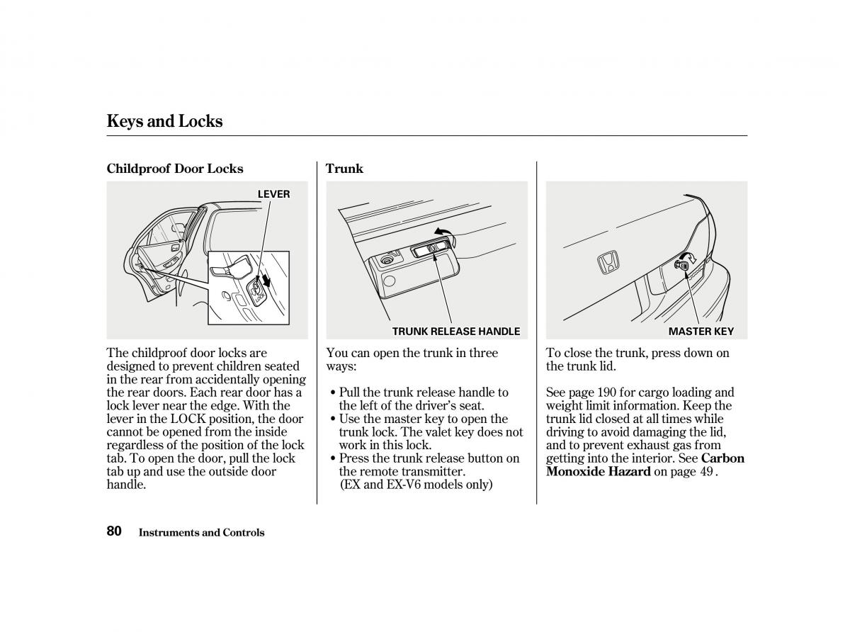 Honda Accord VI owners manual / page 79