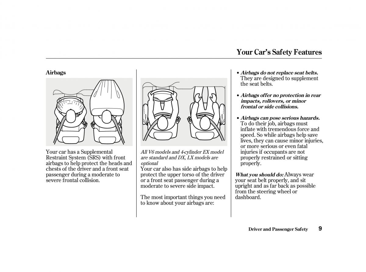 Honda Accord VI owners manual / page 8