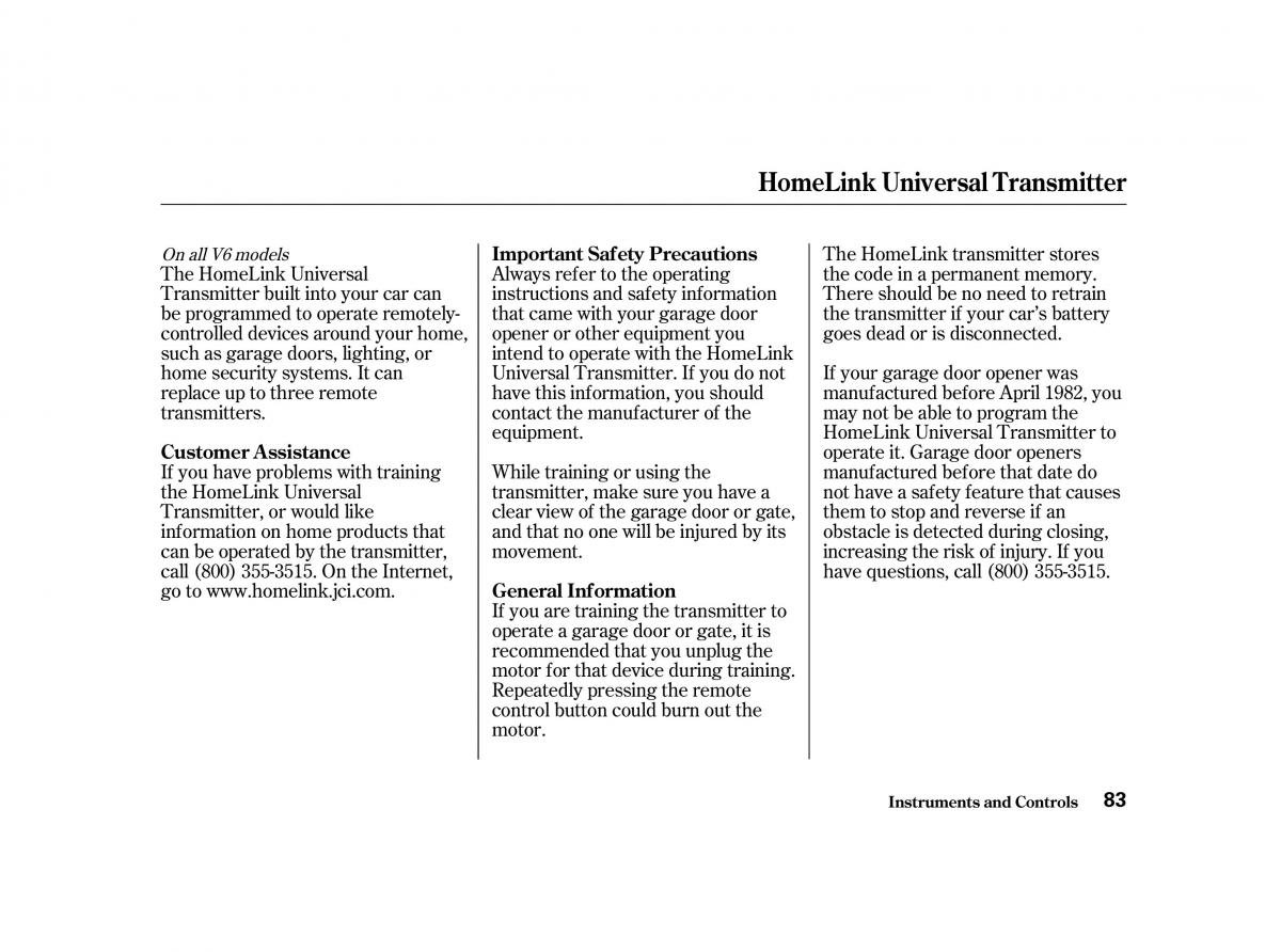 Honda Accord VI owners manual / page 82