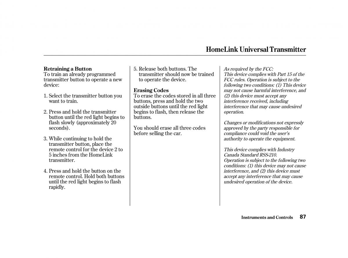 Honda Accord VI owners manual / page 86