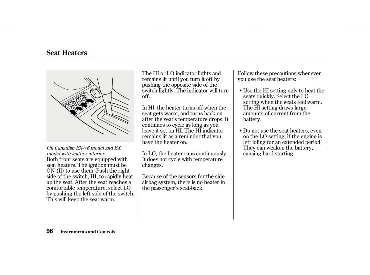 Honda Accord VI owners manual / page 95