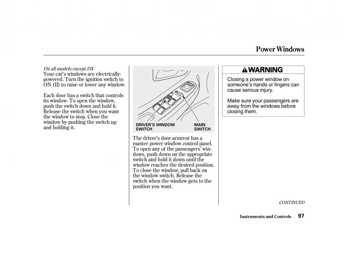 Honda Accord VI owners manual / page 96