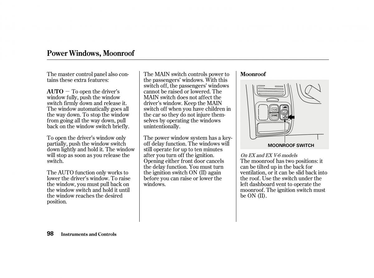 Honda Accord VI owners manual / page 97