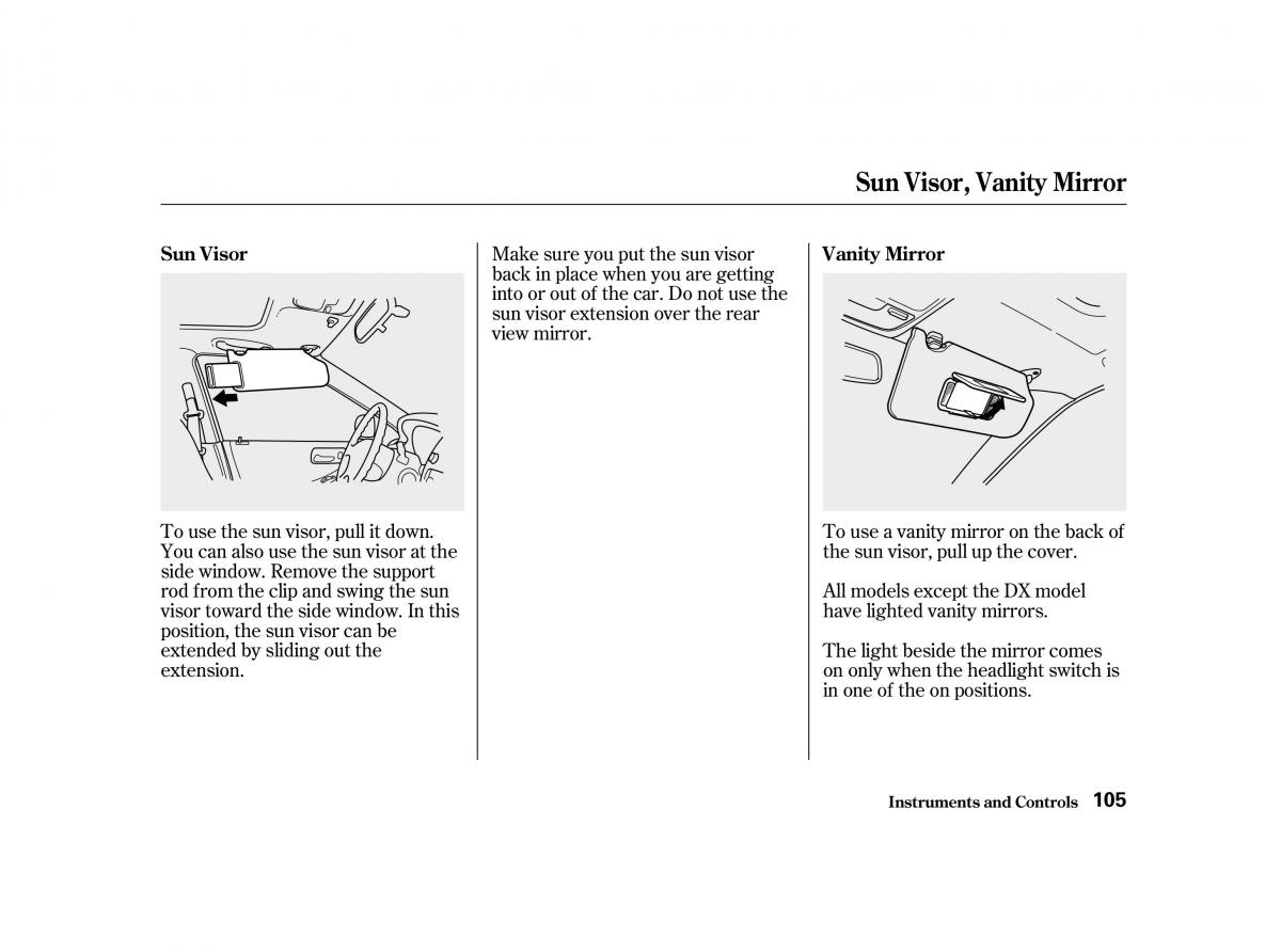 Honda Accord VI owners manual / page 104