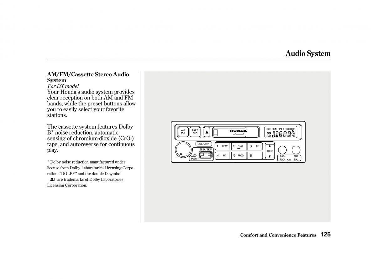 Honda Accord VI owners manual / page 124