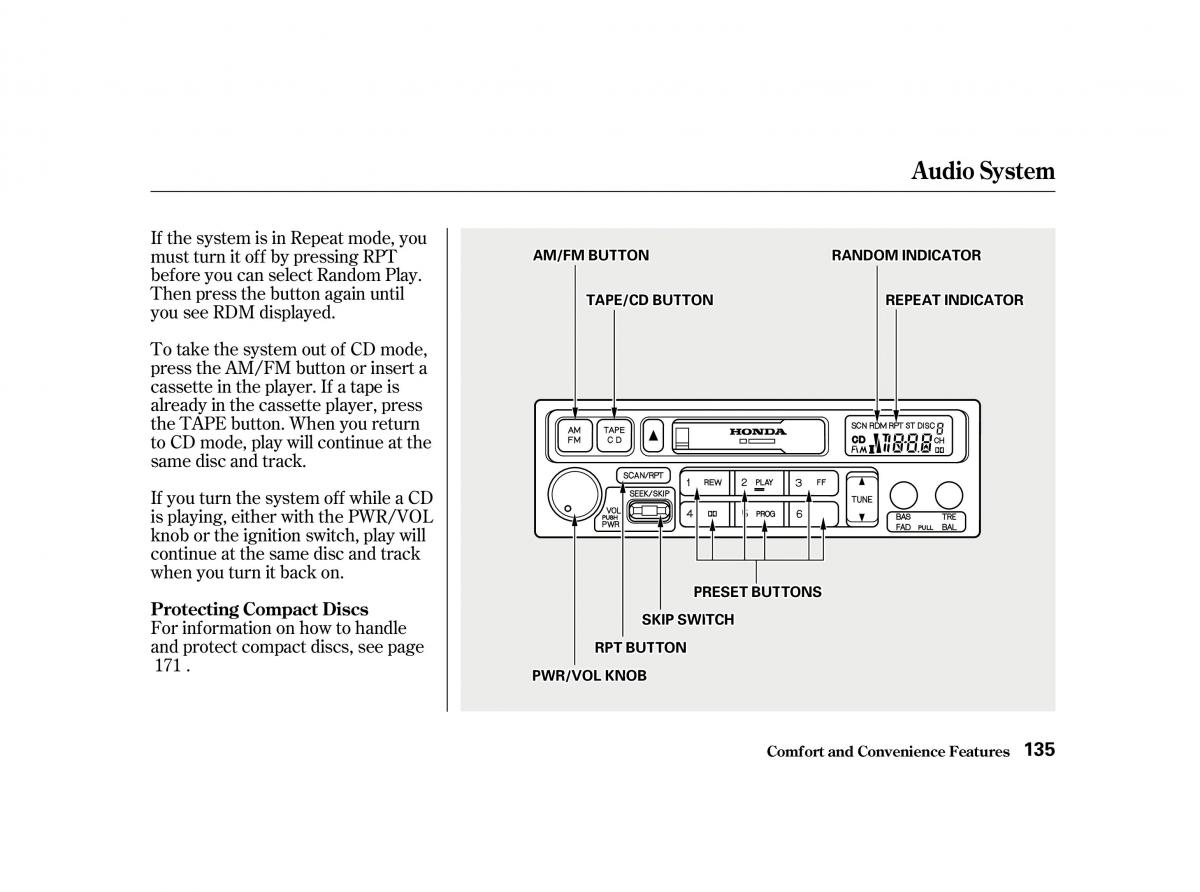 Honda Accord VI owners manual / page 134