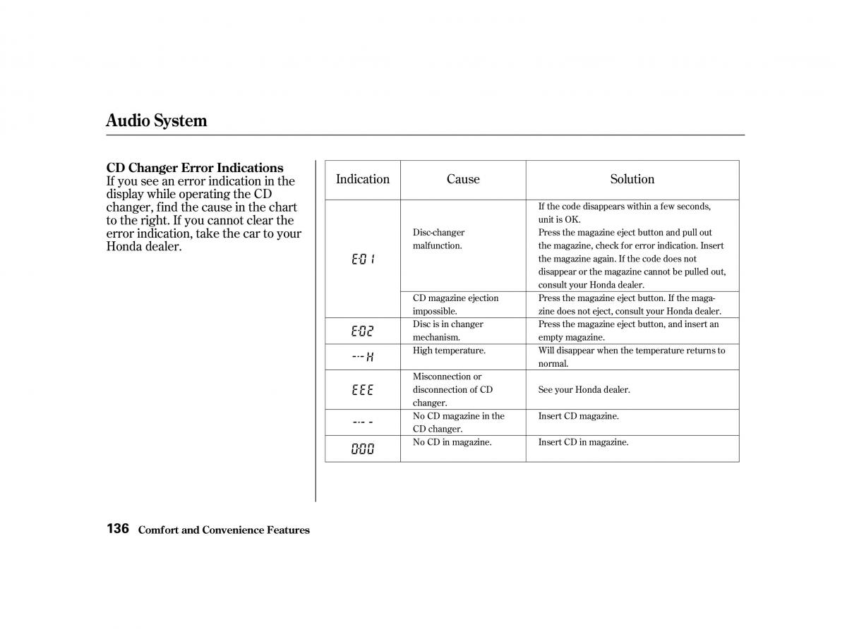 Honda Accord VI owners manual / page 135