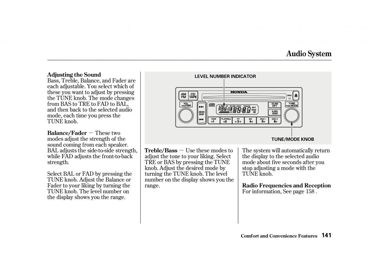 Honda Accord VI owners manual / page 140