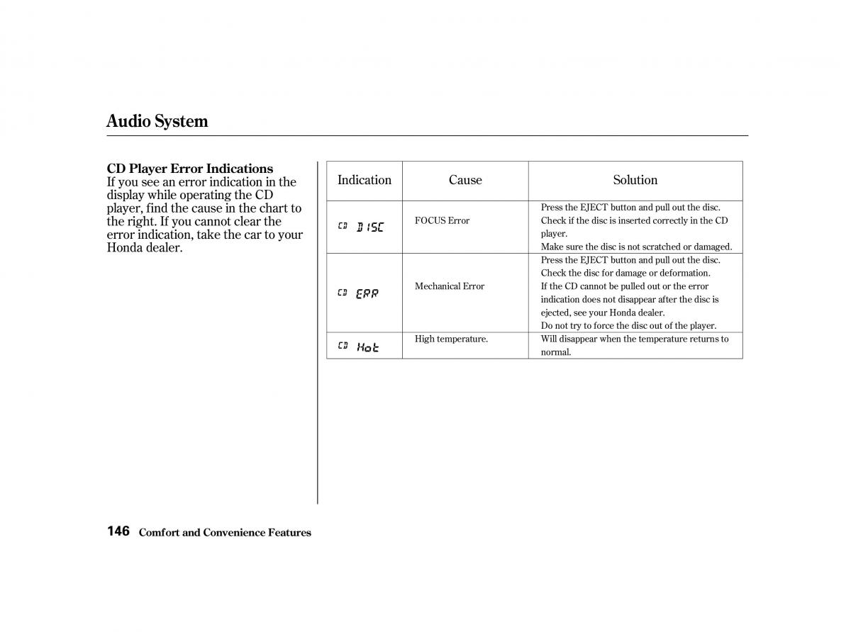 Honda Accord VI owners manual / page 145