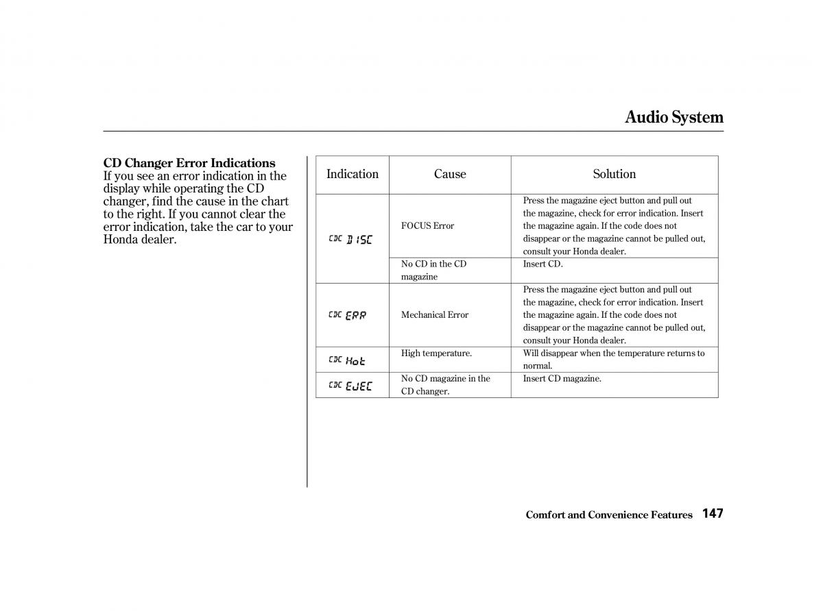 Honda Accord VI owners manual / page 146