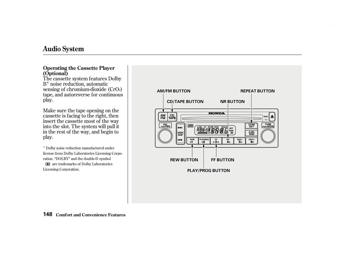 Honda Accord VI owners manual / page 147