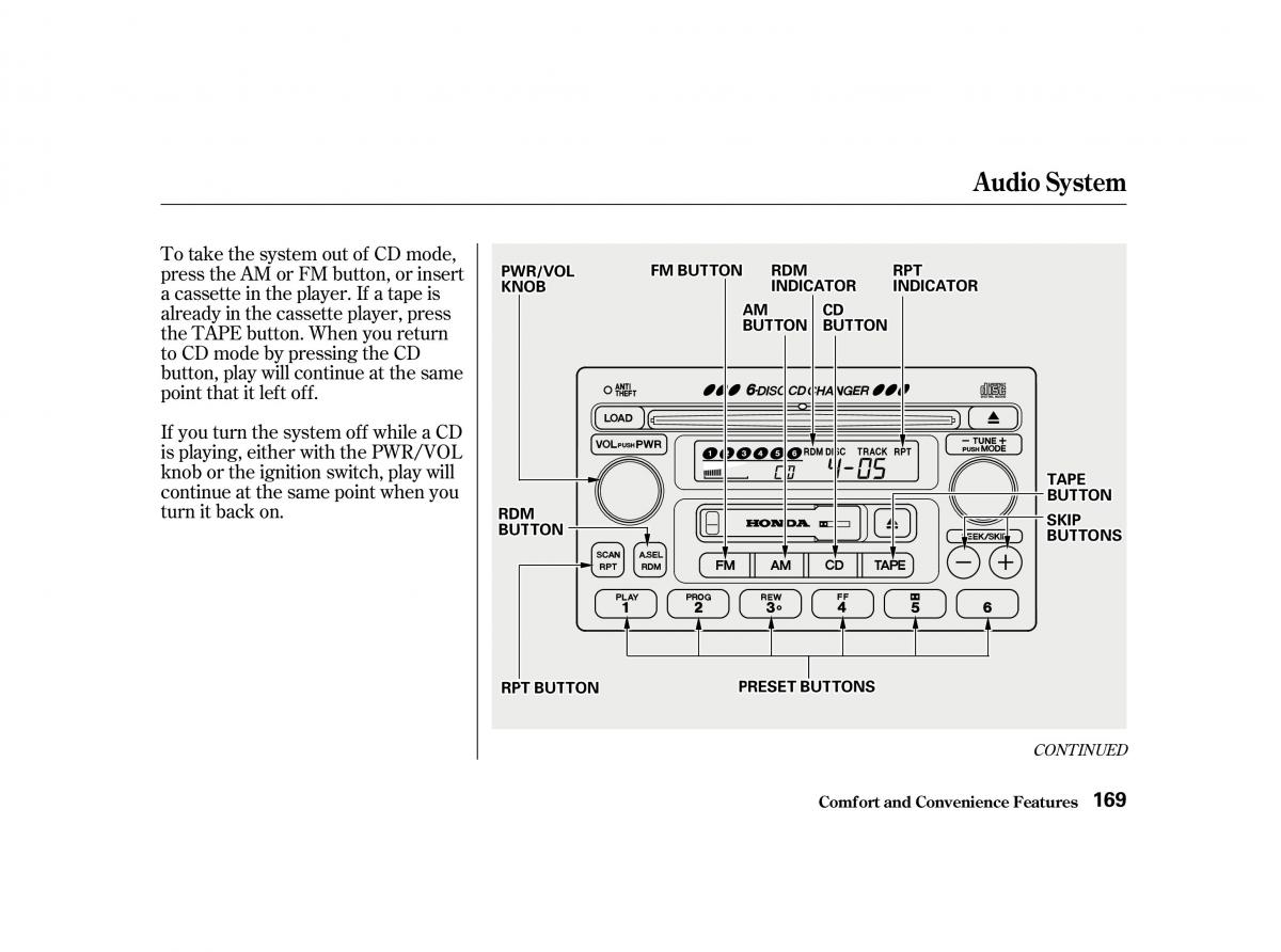 Honda Accord VI owners manual / page 168