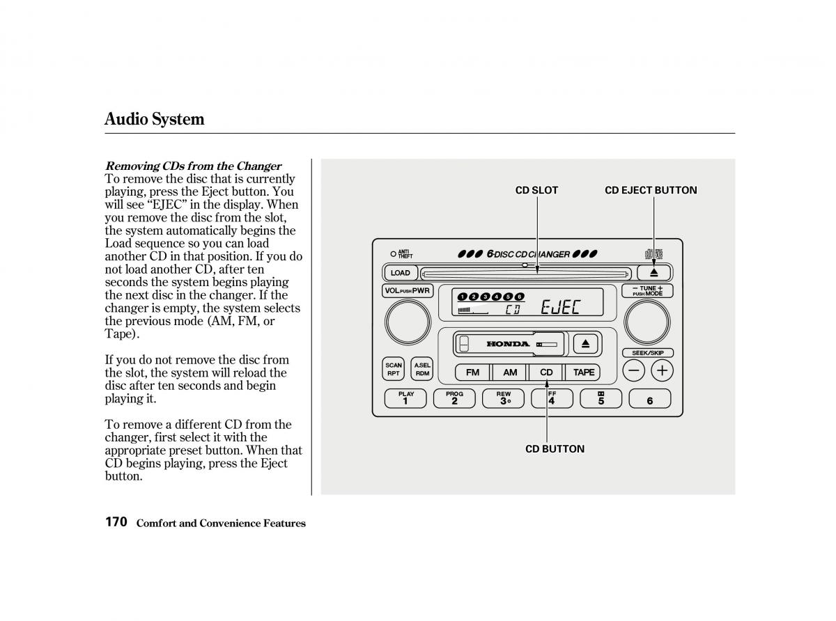 Honda Accord VI owners manual / page 169