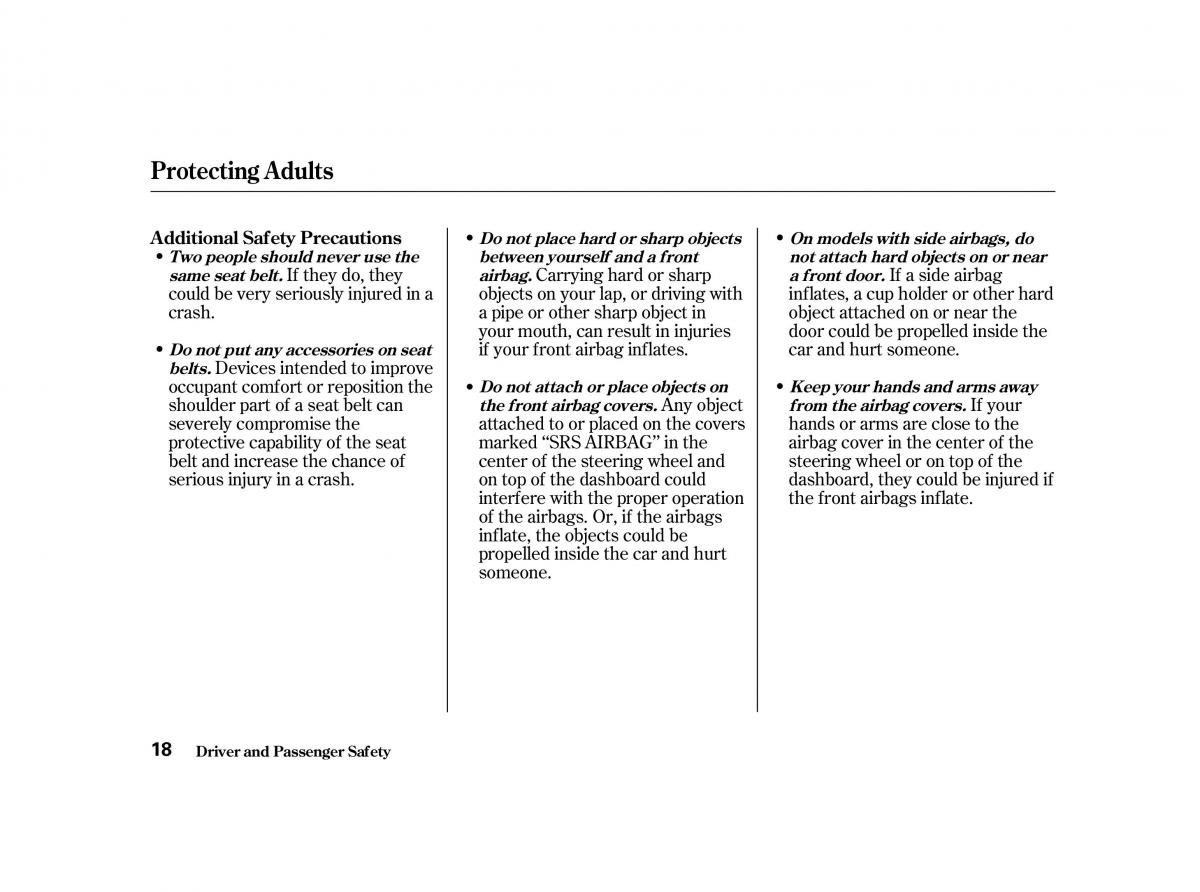 Honda Accord VI owners manual / page 17