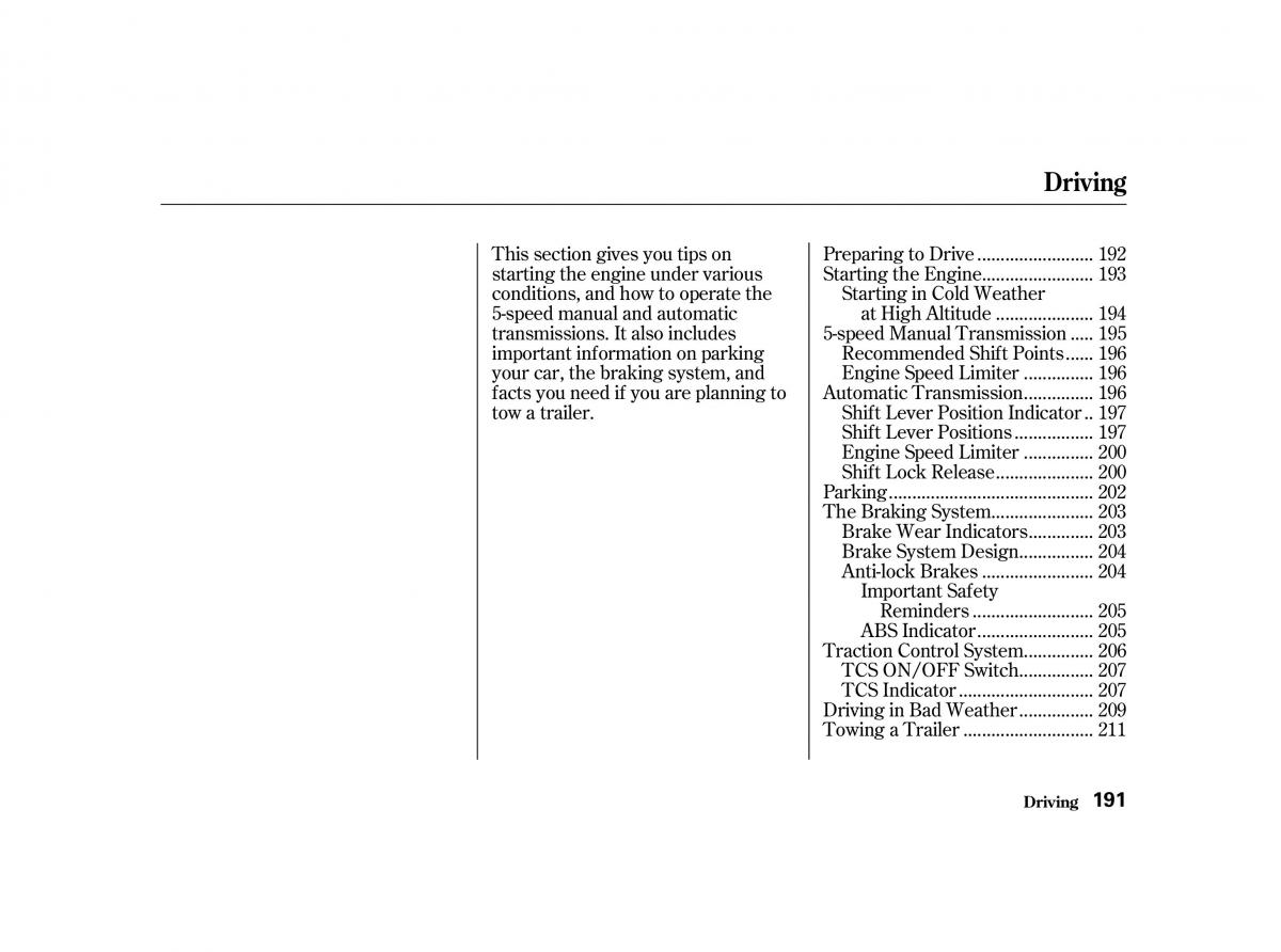 Honda Accord VI owners manual / page 190