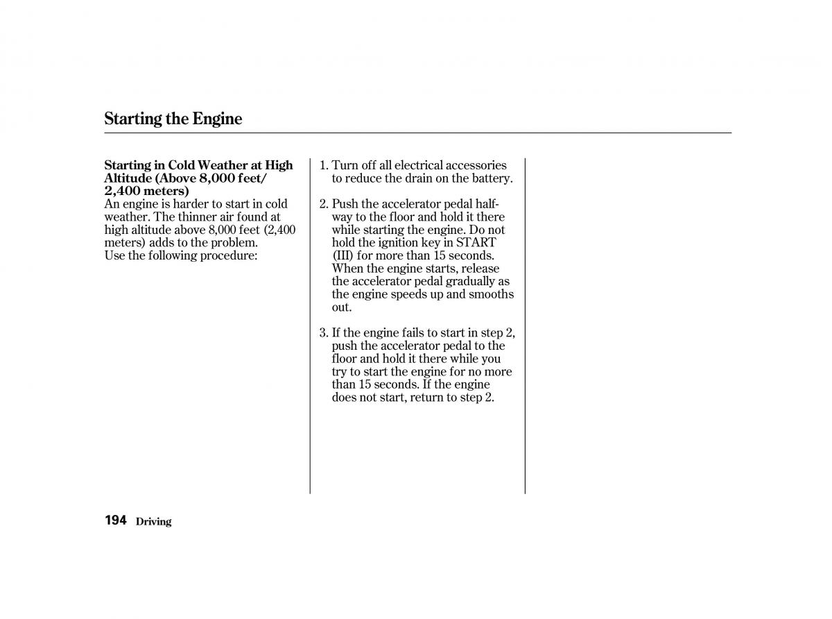 Honda Accord VI owners manual / page 193