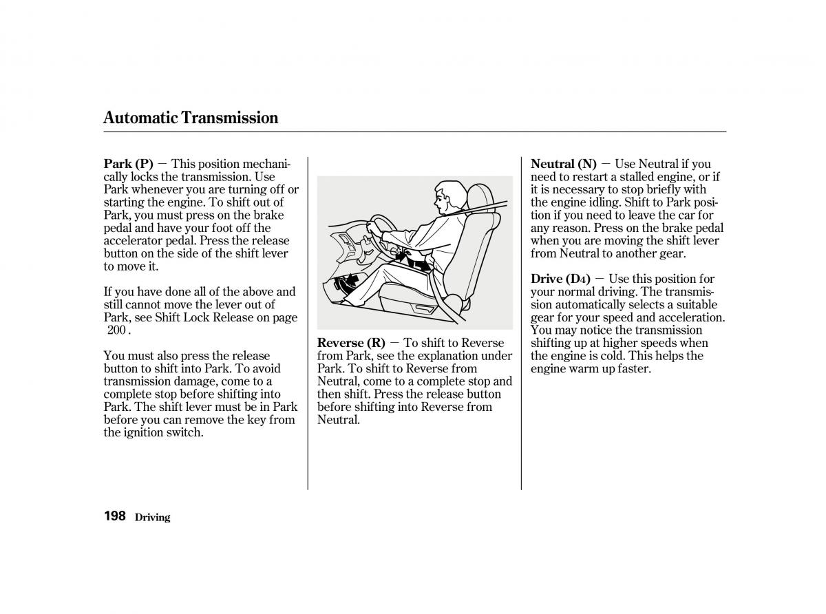 Honda Accord VI owners manual / page 197