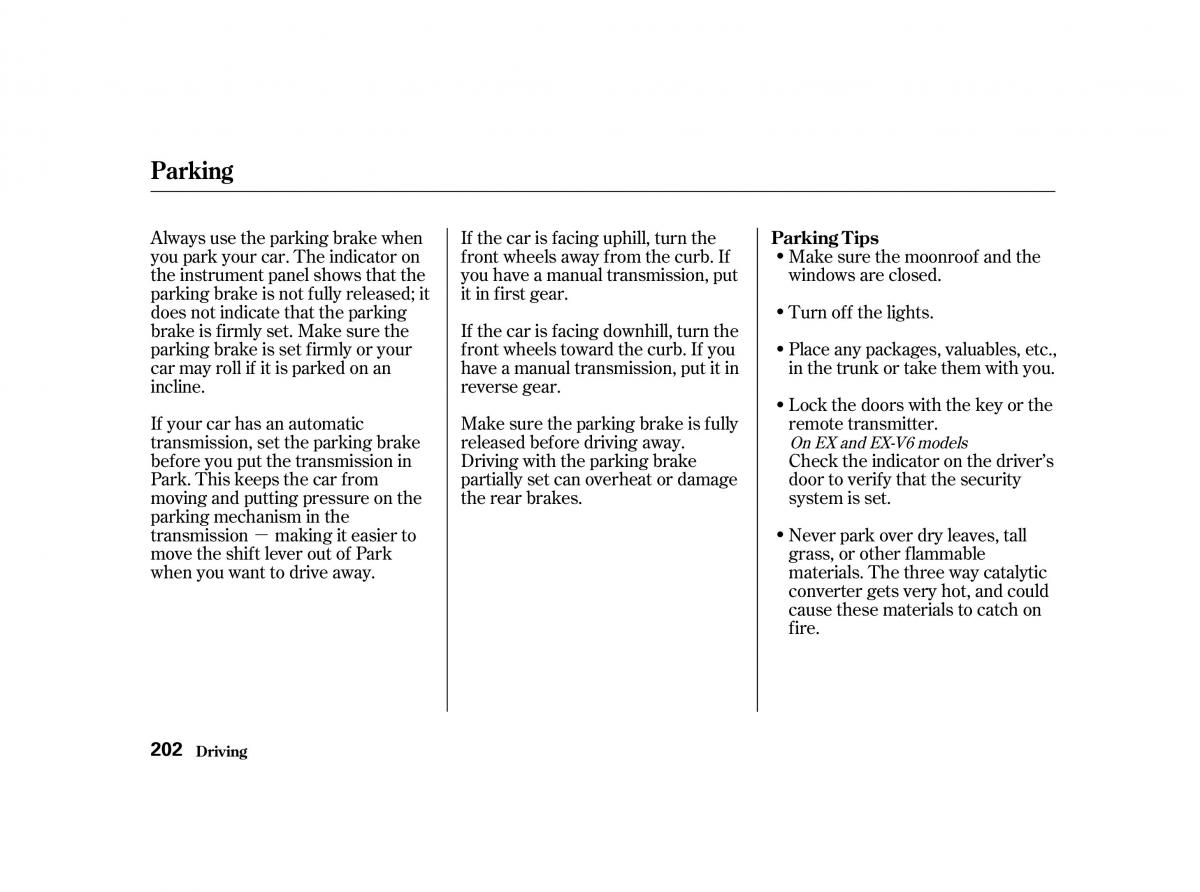 Honda Accord VI owners manual / page 201