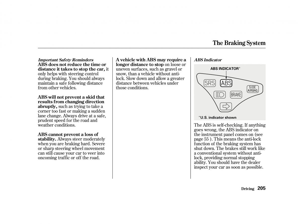 Honda Accord VI owners manual / page 204