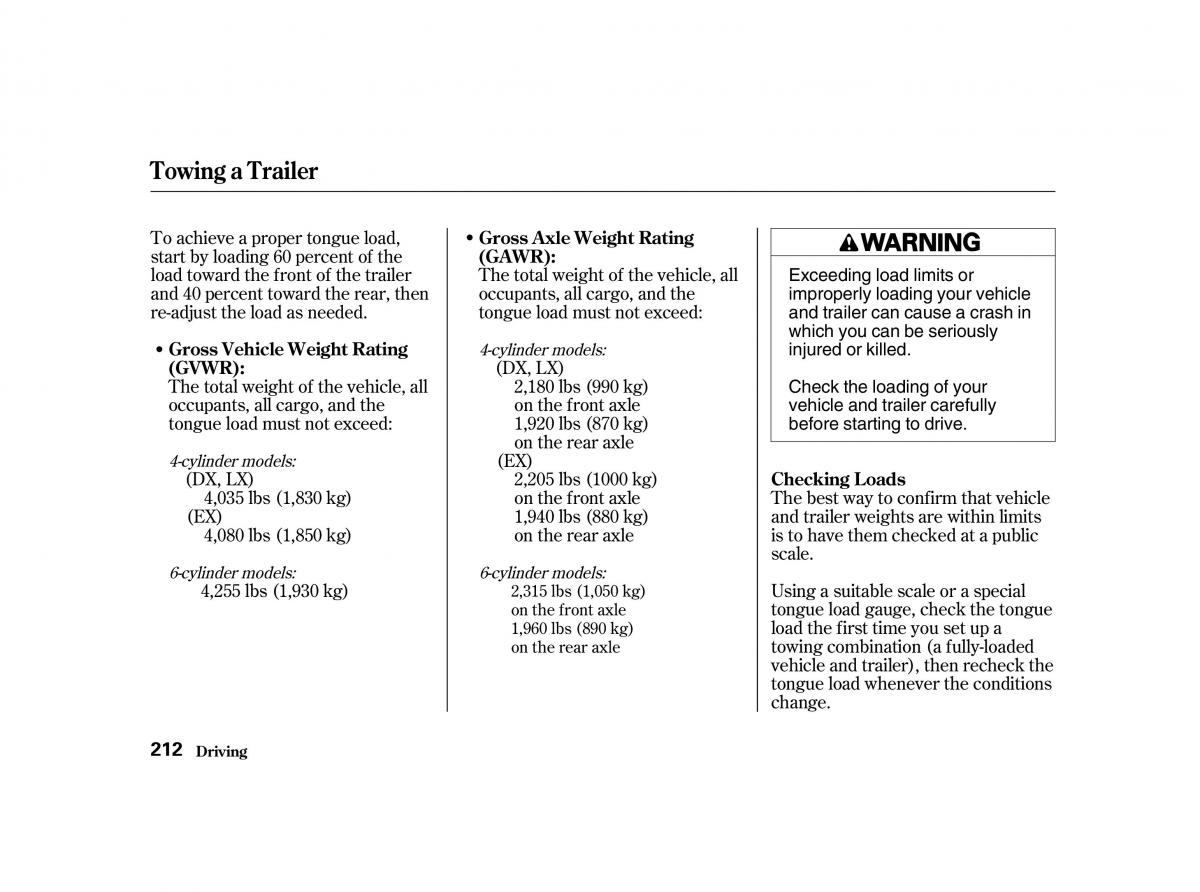 Honda Accord VI owners manual / page 211