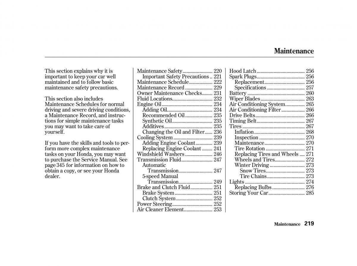 Honda Accord VI owners manual / page 218