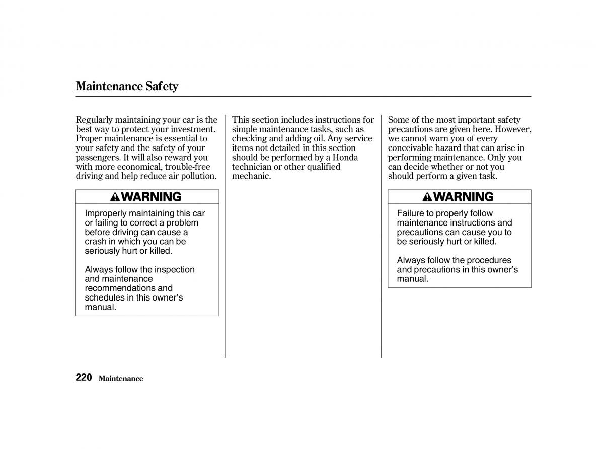 Honda Accord VI owners manual / page 219